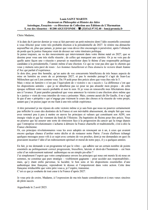 Deuxième lettre à Marine le Pen